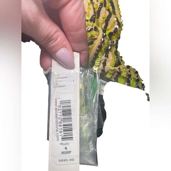 Alice + Olivia Fifi Embellished Tulle Mini Dress Green Black Size 6 NWT $895 - Picture 7 of 8